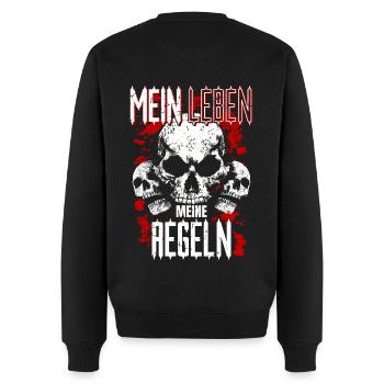 Mein Leben Meine Regeln - cooler Spruch - Männer Premium Bio Pullover - Schwarz - Hinten - Nico (187cm)