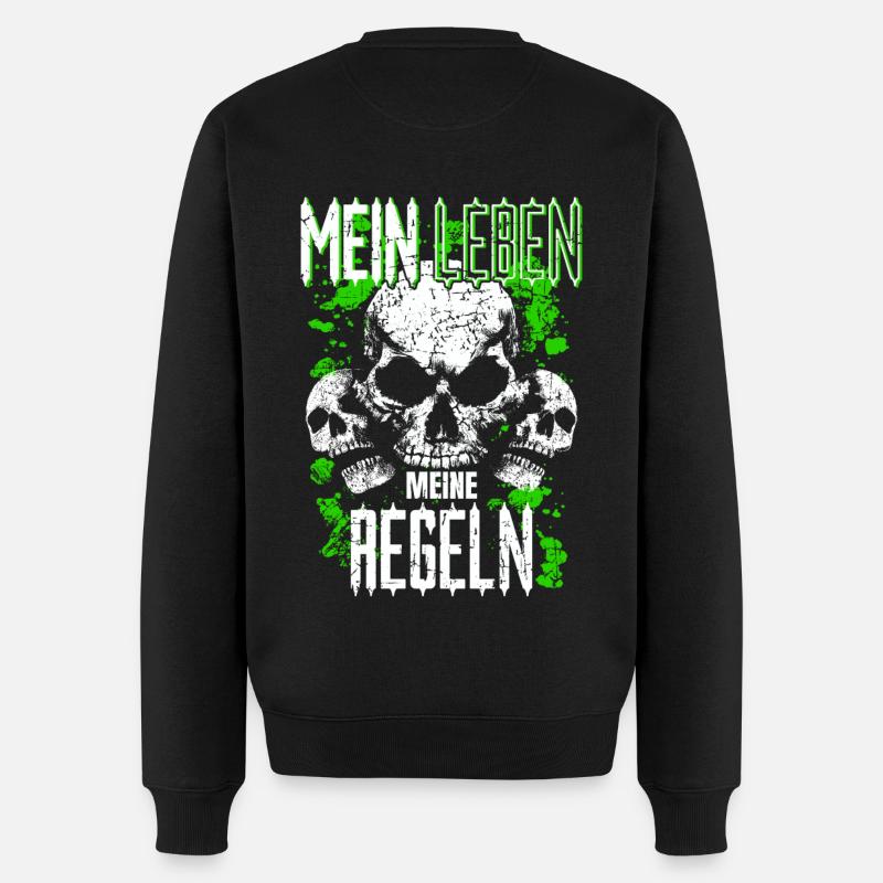Mein Leben Meine Regeln - Männer Premium Bio Pullover - Schwarz