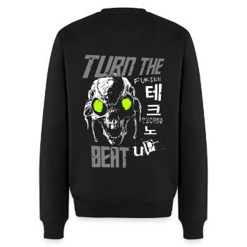 Techno Beat Up - Männer Premium Bio Pullover - Schwarz - Hinten - Nico (187cm)