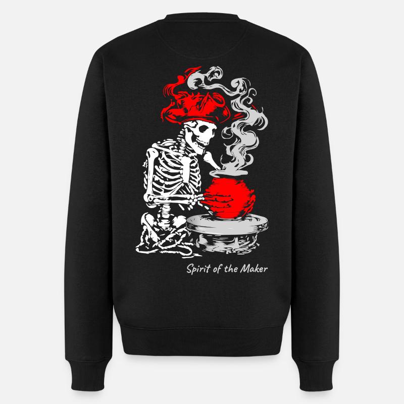 Der Geist des Schöpfers – Skelett-Handwerksdesign - Männer Premium Bio Pullover - Schwarz