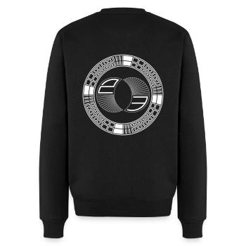 tekno 23 round - Männer Premium Bio Pullover - Schwarz - Hinten - Nico (187cm)