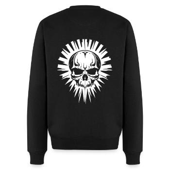 Totenkopf - Männer Premium Bio Pullover - Schwarz - Hinten - Nico (187cm)