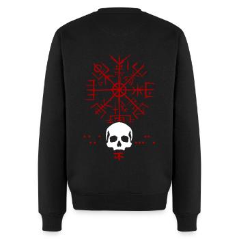 Wikinger Schädel - Männer Premium Bio Pullover - Schwarz - Hinten - Nico (187cm)