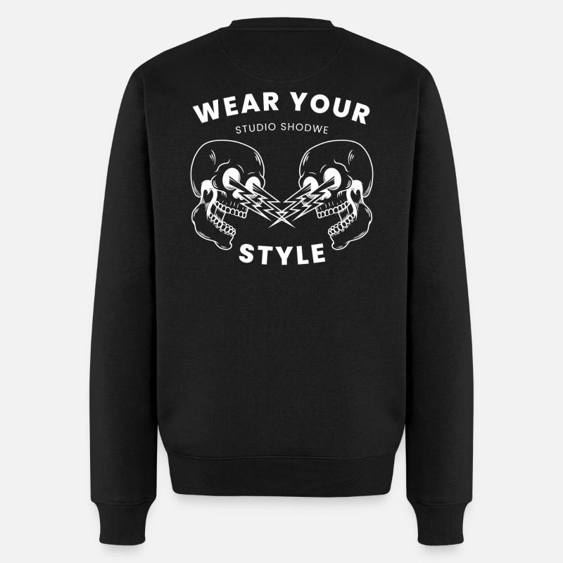 Schädel-Blitz Stilshirt - Männer Premium Bio Pullover - Schwarz