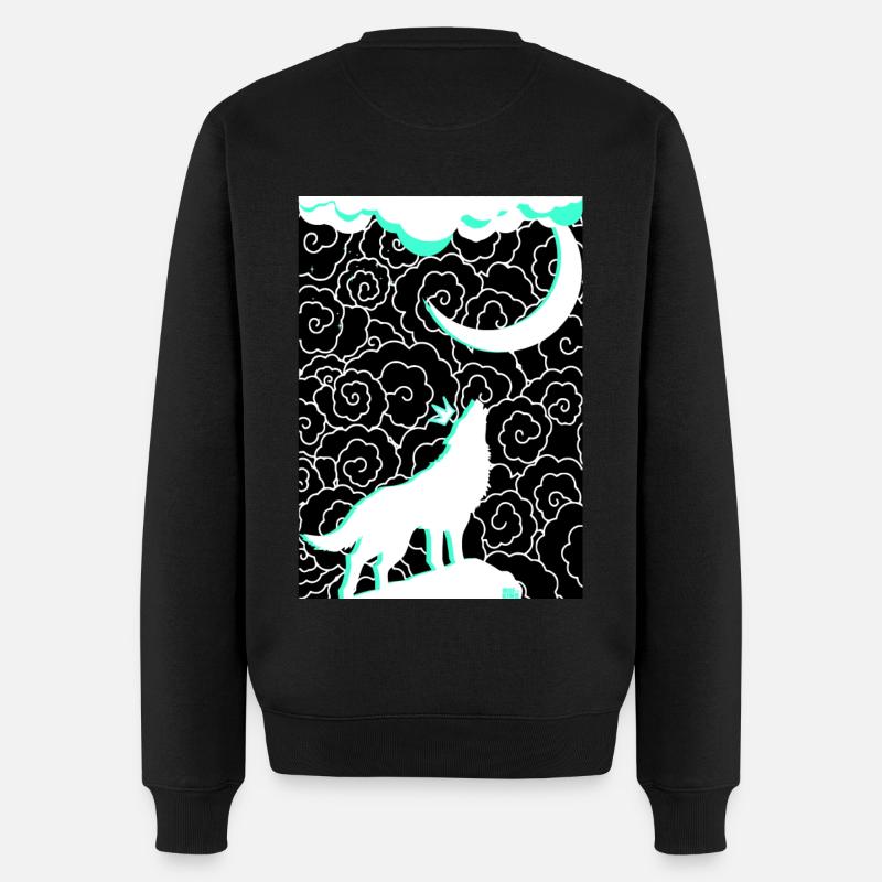 Yawling Wolf - Männer Premium Bio Pullover - Schwarz