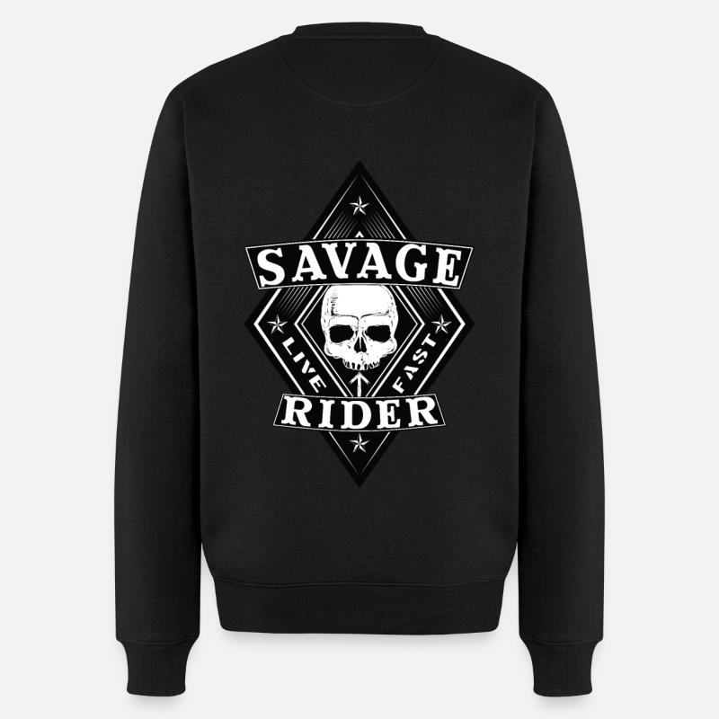 Savage Rider - Männer Premium Bio Pullover - Schwarz