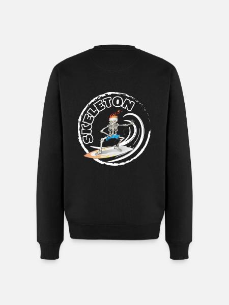 Skeleton Surf - Männer Premium Bio Pullover - Schwarz