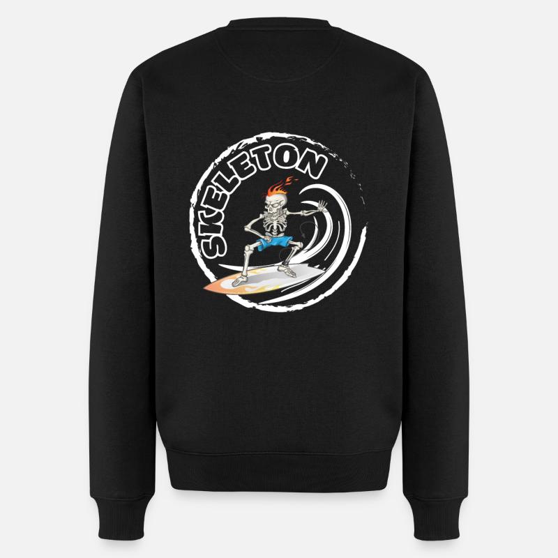 Skeleton Surf - Männer Premium Bio Pullover - Schwarz