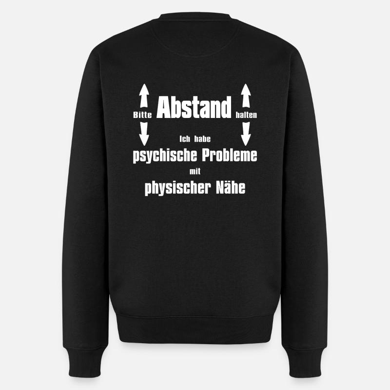 Bitte Abstand halten - Männer Premium Bio Pullover - Schwarz