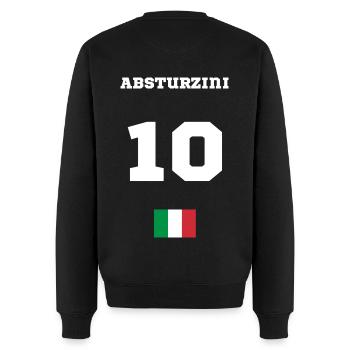Absturzini - Trikotdesign - Männer Premium Bio Pullover - Schwarz - Hinten - Nico (187cm)