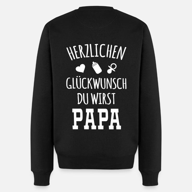 Papa werden wirst Vater schwanger Schwangerschaft - Männer Premium Bio Pullover - Schwarz