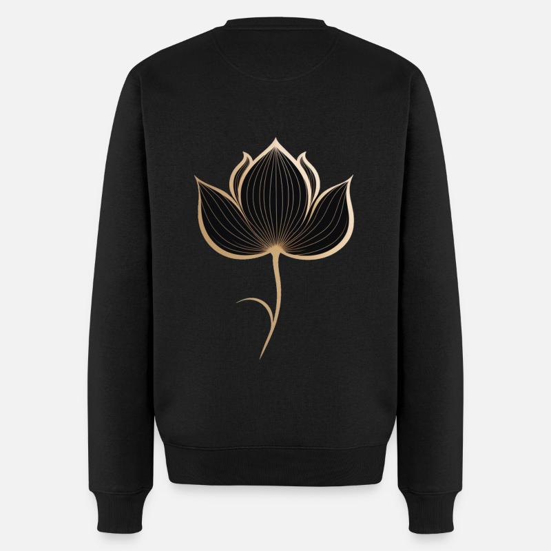 Lotus Elegante Blume - Männer Premium Bio Pullover - Schwarz