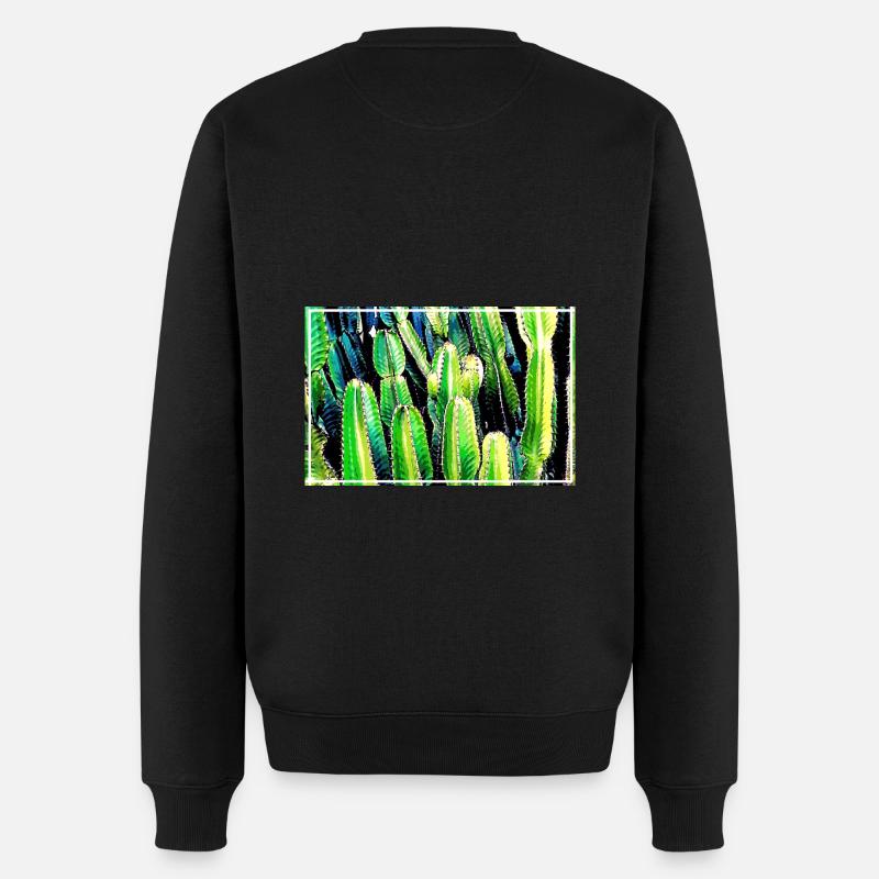 Kaktus - Männer Premium Bio Pullover - Schwarz