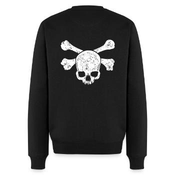 Totenschädel und gekreuzte Knochen - Männer Premium Bio Pullover - Schwarz - Hinten - Nico (187cm)