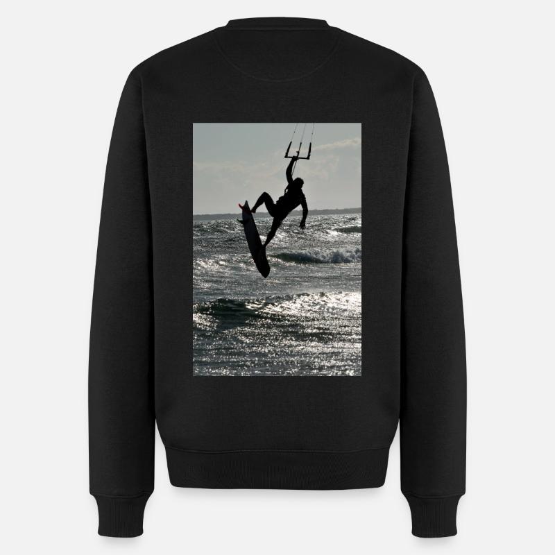 Ich liebe Kitesurfen - Männer Premium Bio Pullover - Schwarz