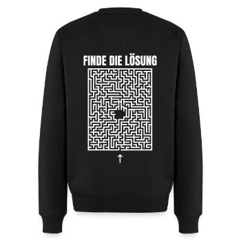 Finde die Lösung - Männer Premium Bio Pullover - Schwarz - Hinten - Nico (187cm)