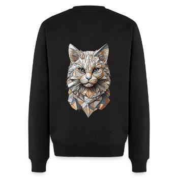 Geometric tomcat with a blaze of color - Men's Premium Organic Jumper - black - Back - Nico (187cm)