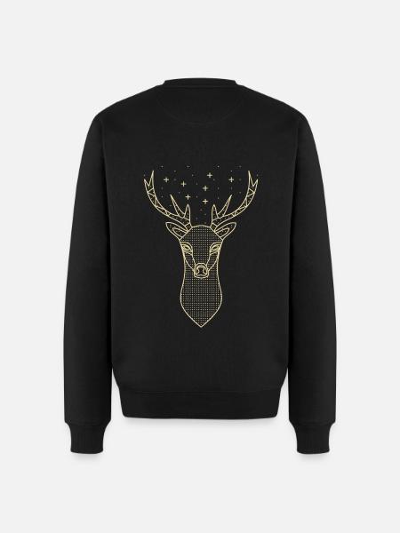 Hirsch Hirschgeweih Sterne - Männer Premium Bio Pullover - Schwarz