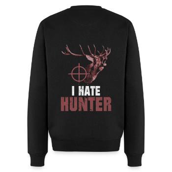 Ich Hasse Jäger Hirschkopf Hirsch Spruch - Männer Premium Bio Pullover - Schwarz - Hinten - Nico (187cm)