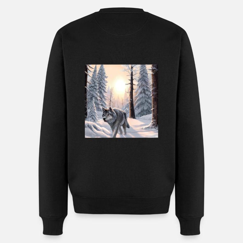 Einsamer Wolf - Männer Premium Bio Pullover - Schwarz