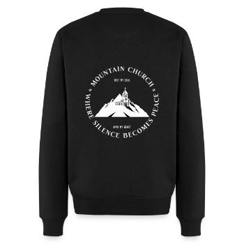 Mountain Church Where Silence becomes Peace - Männer Premium Bio Pullover - Schwarz - Hinten - Nico (187cm)