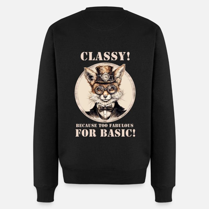 Steampunk Fuchs - Männer Premium Bio Pullover - Schwarz