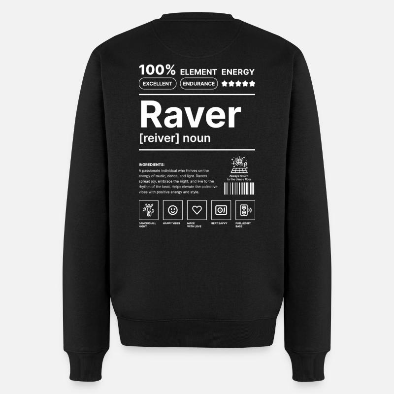 Raver-Lebensstil Weiß - Männer Premium Bio Pullover - Schwarz