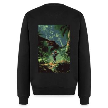 Dino Disaster - Men's Premium Organic Jumper - black - Back - Nico (187cm)