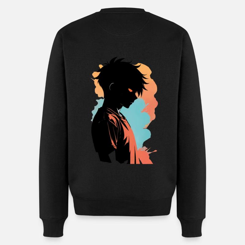 Garçon d’anime élégant : Orange Shine - Pull Premium bio Homme - noir