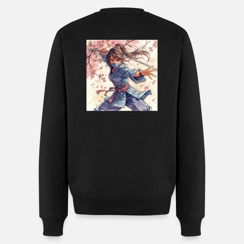 Blütenklinge Ninja im Kimono - Männer Premium Bio Pullover - Schwarz