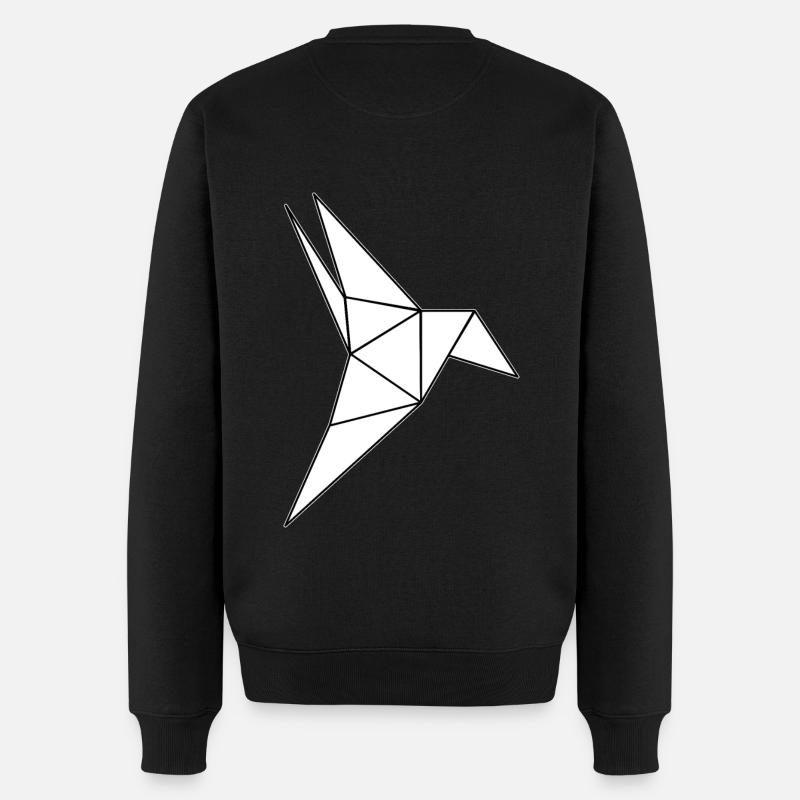Kolibri Origamivogel - Männer Premium Bio Pullover - Schwarz