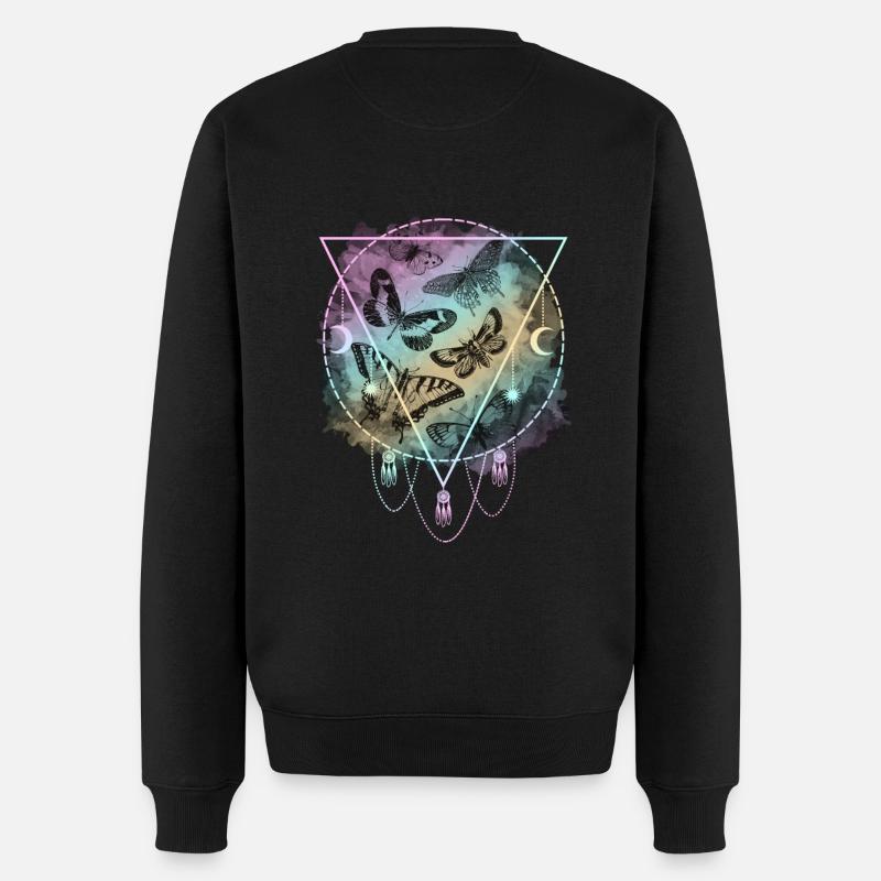 Bunte Schmetterlinge Pastel Goth - Männer Premium Bio Pullover - Schwarz