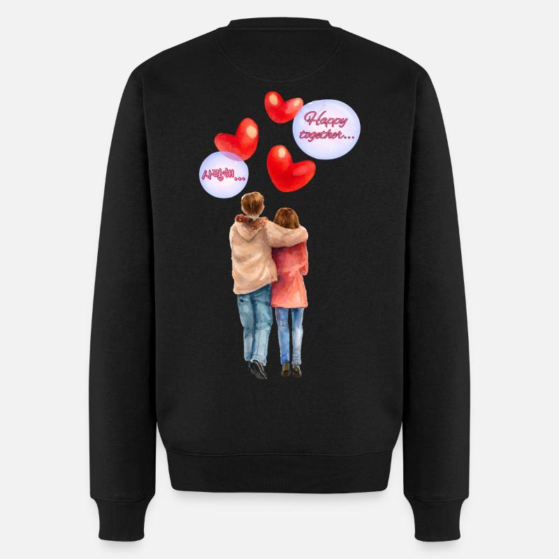 Heureux ensemble – Illustration romantique à l’aquarelle - Pull Premium bio Homme - noir