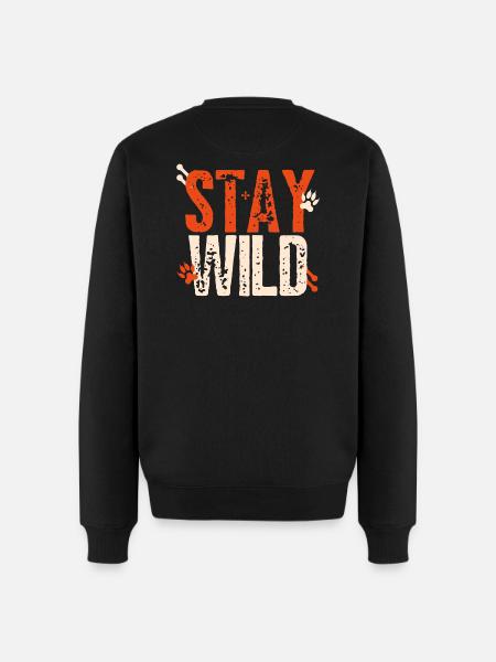 Stay Wild – lettering with paws - Men's Premium Organic Jumper - black