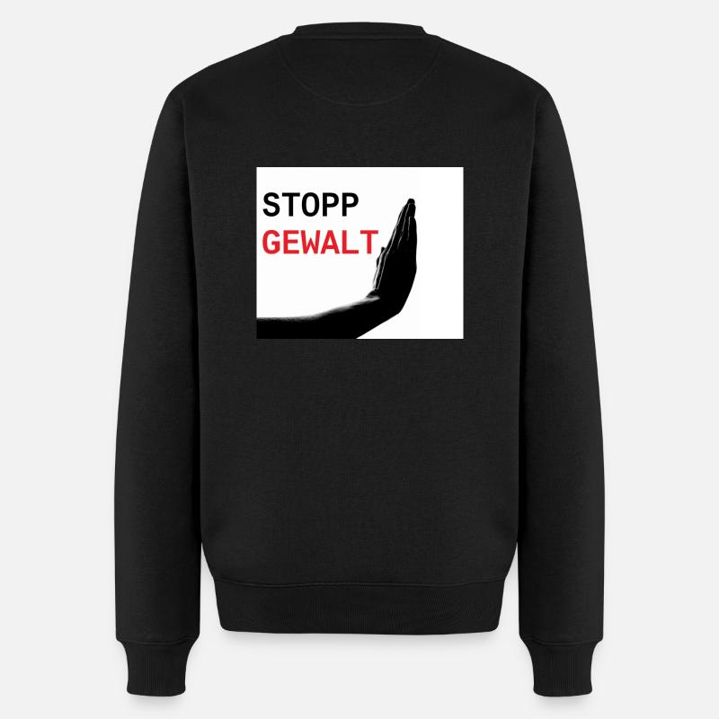 Stopp Gewalt - Männer Premium Bio Pullover - Schwarz