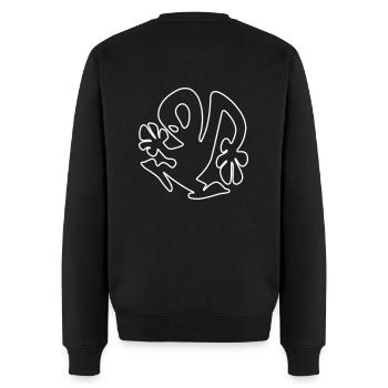 Plastikman White Logo Outline - Männer Premium Bio Pullover - Schwarz - Hinten - Nico (187cm)