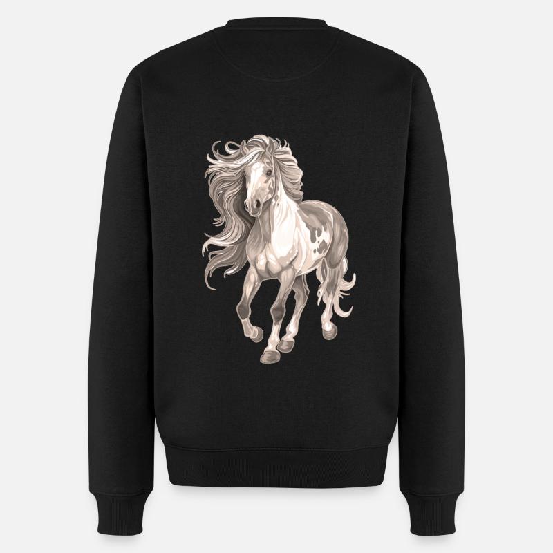 Pferdemotiv lange Mähne - Männer Premium Bio Pullover - Schwarz