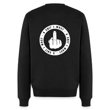 Mittelfinger - einen Scheiß muss ich - Männer Premium Bio Pullover - Schwarz - Hinten - Nico (187cm)