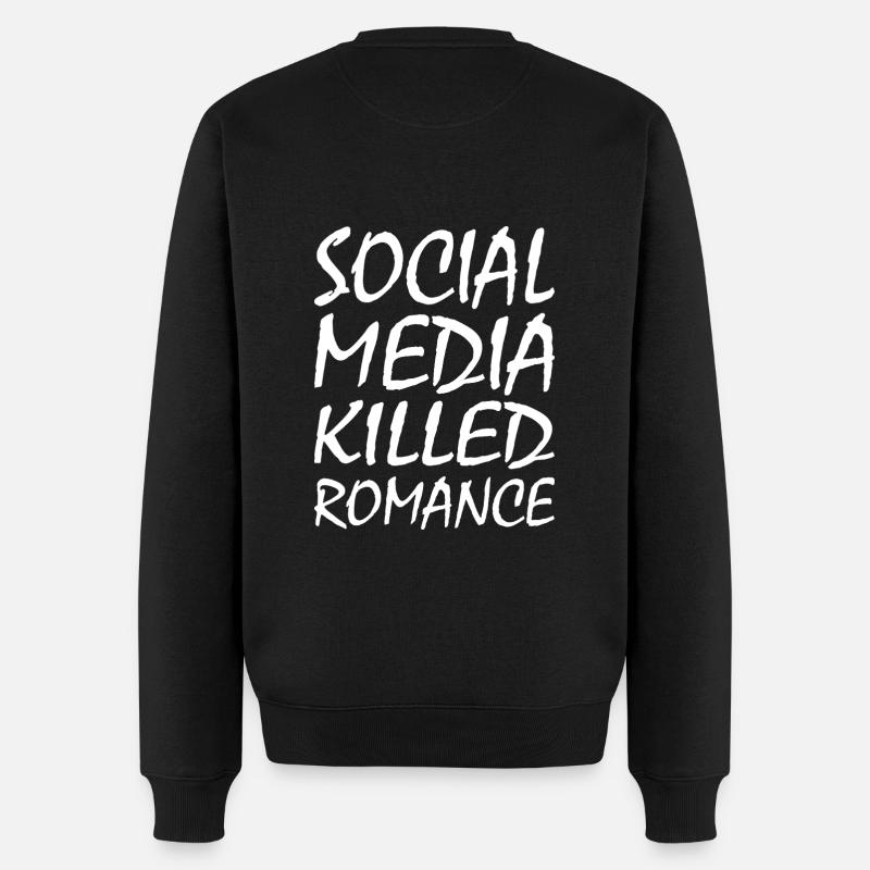 social media killed romance - Männer Premium Bio Pullover - Schwarz