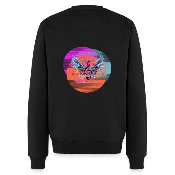 Backprint Techno Party Music Notes - Men's Premium Organic Jumper - black - Back - Nico (187cm)