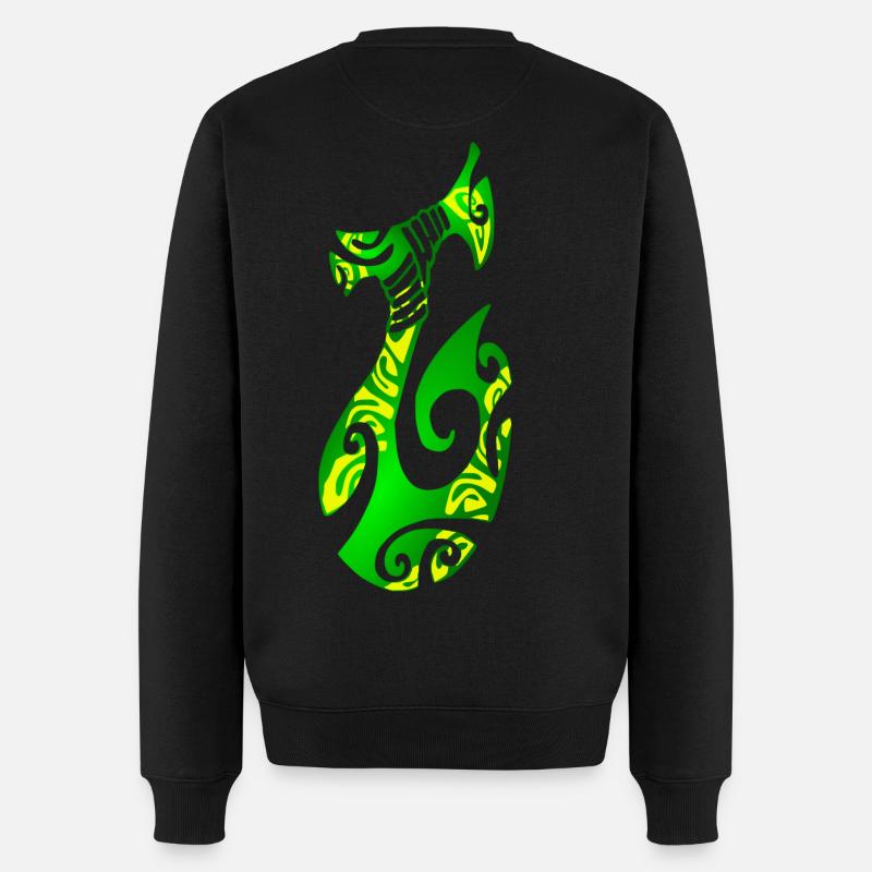 MATAU - Vert (hameçon polynésien) - Pull Premium bio Homme - noir