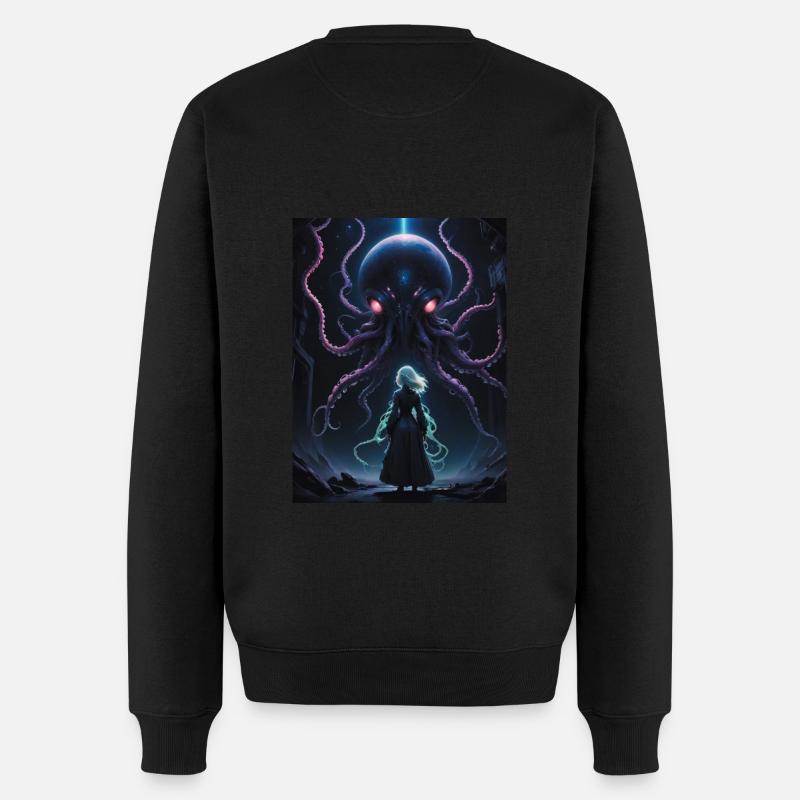 Kraken des Kosmos - Männer Premium Bio Pullover - Schwarz