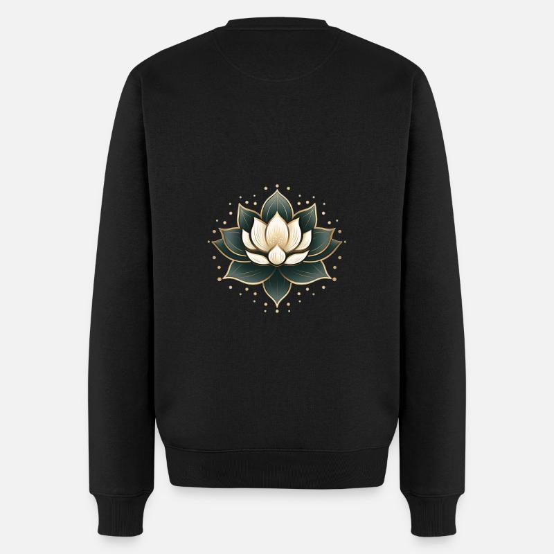 Lotusblüte - Männer Premium Bio Pullover - Schwarz