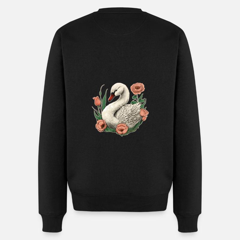 Schwan - Männer Premium Bio Pullover - Schwarz