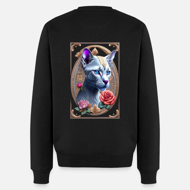 Kunstvolle Sphynx , Sphinx Katze - Männer Premium Bio Pullover - Schwarz