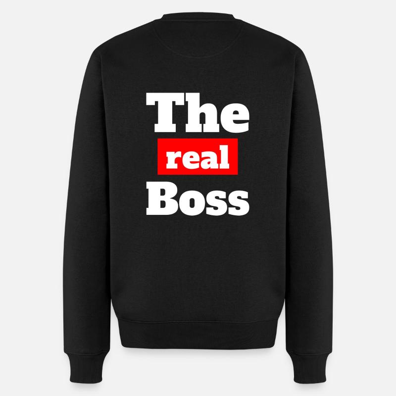 The Real Boss - Männer Premium Bio Pullover - Schwarz