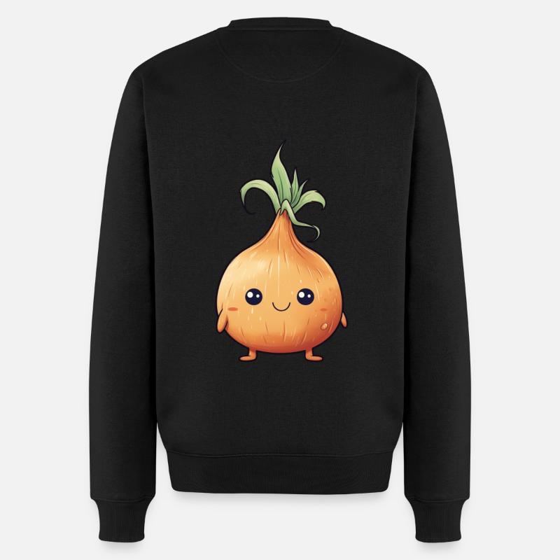 Lustige Zwiebel - Männer Premium Bio Pullover - Schwarz