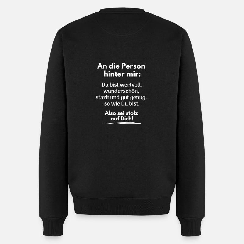 Du bist gut genug! - Männer Premium Bio Pullover - Schwarz