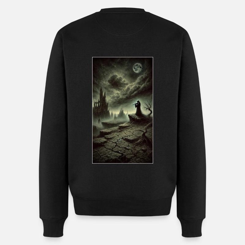 Geiger in den Ruinen - Männer Premium Bio Pullover - Schwarz