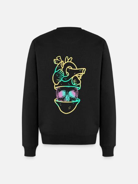 Heart Skull 3 yellow - Men's Premium Organic Jumper - black